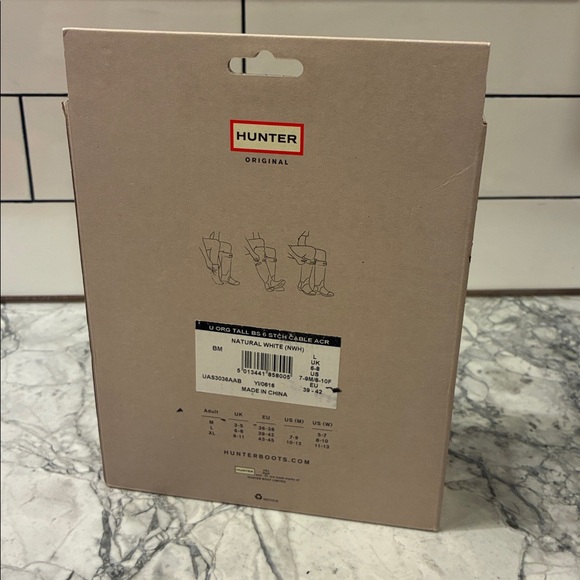 Hunter original Cream Cable-Knit Boot Socks Branded Tab szL brand new - Picture 2 of 3